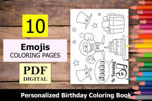 Emojis Theme Personalized Birthday Coloring Book
