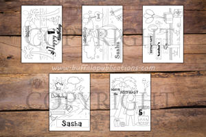 Beach Theme Personalized Birthday Coloring Book