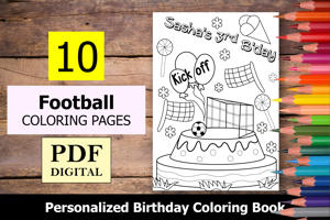 Football Theme Personalized Birthday Coloring Book