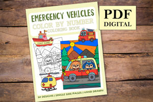 Emergency Vehicles Color By Numbers Book for Kids