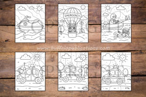 Emergency Vehicles Color By Numbers Book for Kids