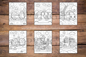 Emergency Vehicles Color By Numbers Book for Kids