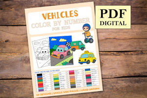 Vehicles Color By Numbers Book for Kids