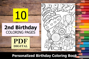 2nd Birthday Theme Personalized Birthday Coloring Book