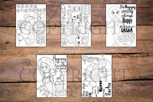 Mermaid Theme Personalized Birthday Coloring Book