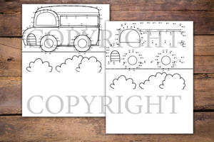 School Bus Dot to Dot Book for Kids
