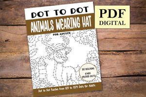 Dot to Dot Animals Wearing Hat for Adults