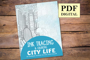 City Life Ink Tracing Coloring Book for Adults
