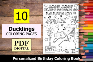 Ducklings Theme Personalized Birthday Coloring Book