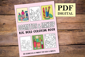 Cosmetics and Makeup Big and Bold Coloring Book