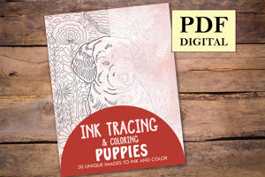 Puppies Ink Tracing Coloring Book for Adults