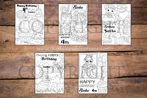 Candyland Theme Personalized Birthday Coloring Book
