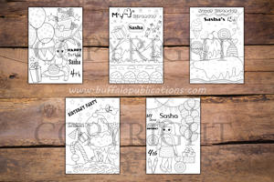 Candyland Theme Personalized Birthday Coloring Book