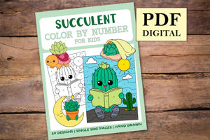 Succulent Color By Numbers Book for Kids