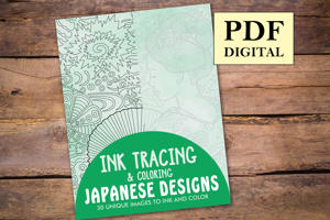 Japanese Designs Ink Tracing Coloring Book for Adults