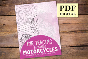 Motorcycles Ink Tracing Coloring Book for Adults