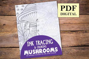 Mushrooms Ink Tracing Coloring Book for Adults