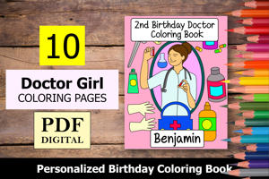 Doctor Girl Theme Personalized Birthday Coloring Book