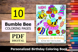 Bumble Bee Theme Personalized Birthday Coloring Book
