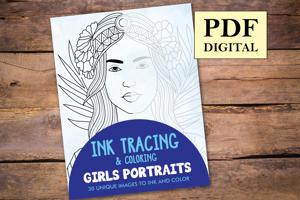 Girls Portraits Ink Tracing Coloring Book for Adults