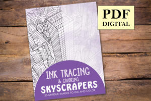 Skyscrapers Ink Tracing Coloring Book for Adults