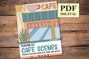 Minimalist Cafe Scenes Coloring Book