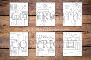 Minimalist Cafe Scenes Coloring Book