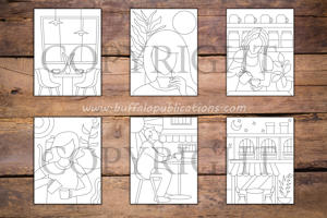 Minimalist Cafe Scenes Coloring Book