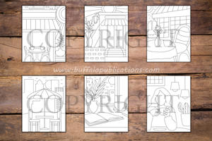 Minimalist Cafe Scenes Coloring Book