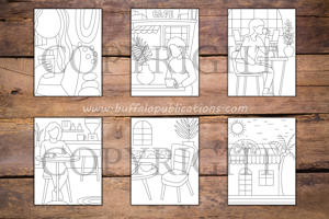 Minimalist Cafe Scenes Coloring Book