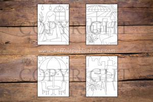 Minimalist Cafe Scenes Coloring Book