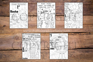 Robot Theme Personalized Birthday Coloring Book