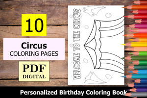Circus Theme Personalized Birthday Coloring Book