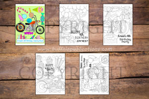 Motorcycle Theme Personalized Birthday Coloring Book