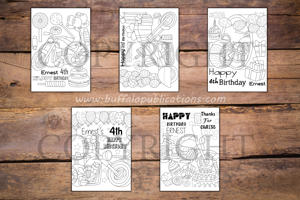 Motorcycle Theme Personalized Birthday Coloring Book