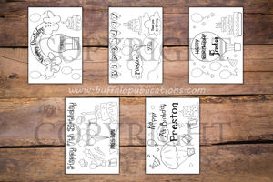 Balloons Theme Personalized Birthday Coloring Book