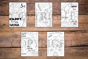 Rockets Theme Personalized Birthday Coloring Book