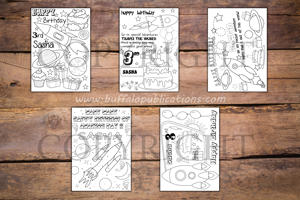 Rockets Theme Personalized Birthday Coloring Book