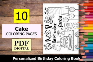 Cake Theme Personalized Birthday Coloring Book