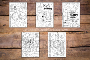 Puppy Theme Personalized Birthday Coloring Book
