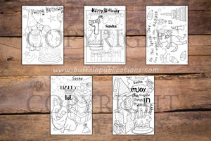 Puppy Theme Personalized Birthday Coloring Book