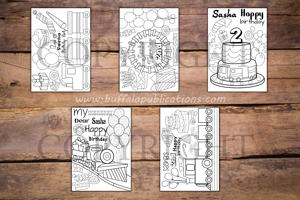 Train Theme Personalized Birthday Coloring Book