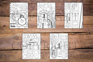 Train Theme Personalized Birthday Coloring Book