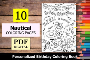 Nautical Theme Personalized Birthday Coloring Book