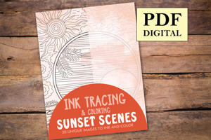 Sunset Scenes Ink Tracing Coloring Book for Adults