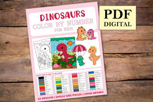 Dinosaurs Color By Numbers Book for Kids