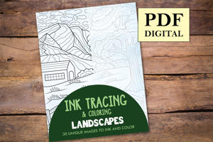 Landscapes Ink Tracing Coloring Book for Adults