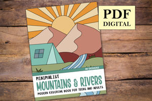 Minimalist Mountains and Rivers Coloring Book
