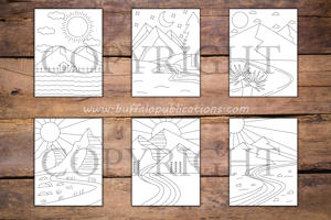 Minimalist Mountains and Rivers Coloring Book