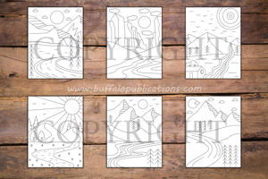 Minimalist Mountains and Rivers Coloring Book